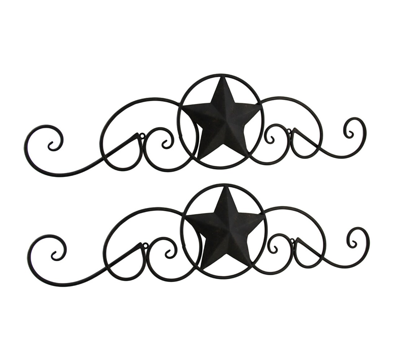 Scrolling Metal Western Star Decorative Wall Sculpture Set of 2